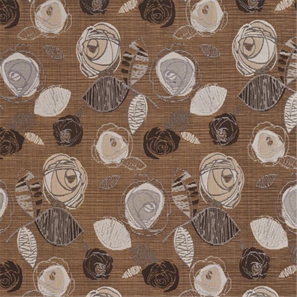 Designer Fabrics 54 in. Wide Brown Ivory And Beige Leaves And Roses Tweed Textured Metallic Upholstery Fabric A373 - main